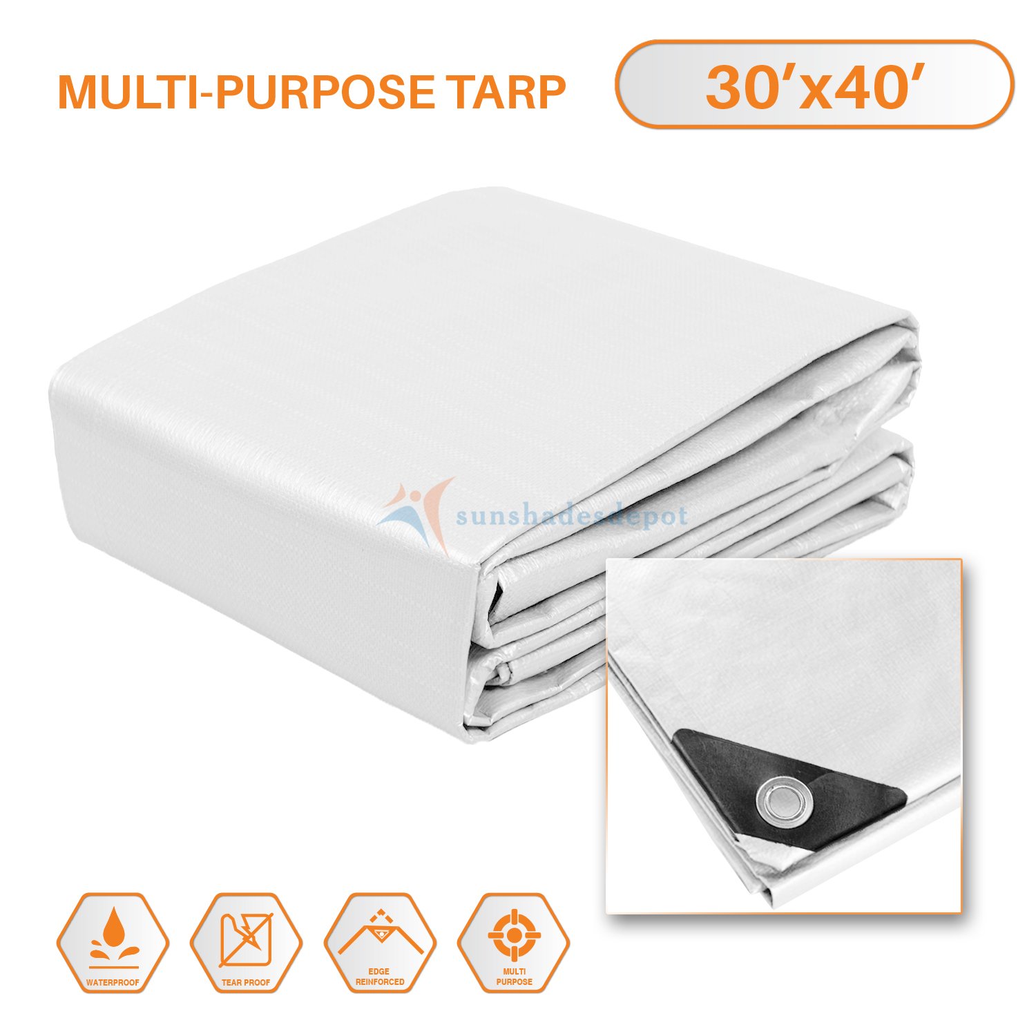 Sunshades Depot 20 x 40 Feet Heavy Duty 10 Mil White Multipurpose