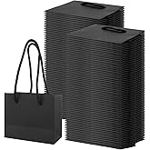 LDHHYH 100 Pack Small Black Gift Bags with Handles, 5 x 2.5 x 4 Inch Mini Paper Gift Bags, Goodie Bag Wrap Bags for Small Business Party Wedding Gift Wrap