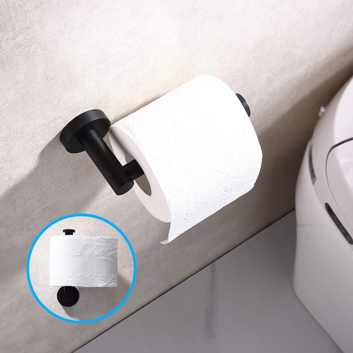 AIMASHA Bathroom SS304 Trinsic Toilet Paper Holder 2514 (Matte Black) -Wall Mount Latitude II European Tissue Holder: Home & Kitchen