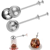 2pcs Stainless Steel Loose Tea Leaf Steeper&amp;Sugar Shaker Duster Sifter 2 in 1, tea ball for loose leaf tea,tea strainers One-Hand Operated Spring-Loaded