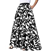 Afibi Women African Skirt Printed Ankara Maxi Skirt Dashiki Long Skirts with Pockets