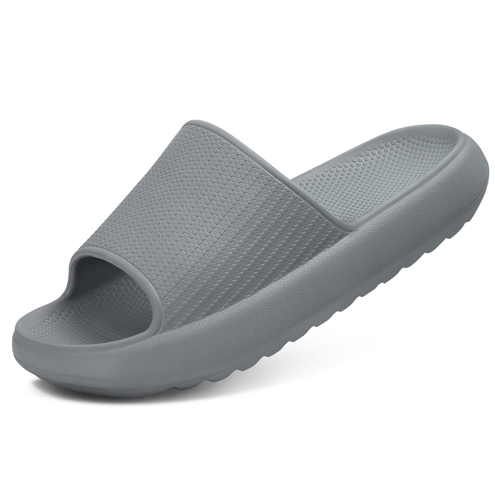 Photo 1 of Comwarm Cloud Slide Sandals for Women Men Ultra Comfort Recovery Pillow Slippers Soft Summer Beach Shoes with Low Arch Support,Grey Size 7.5-8.5 Wonmen/6-7 Men