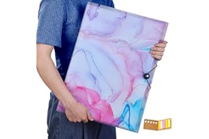 Qunrwe A3 Art Portfolios Case 40 Pages,Marble Blue Diamond Painting Storage Book,Pocket Protector with Index Sticker,11.8 x 16.5 inch Clear Sheet Presentation Portfolio Folder for Artwork,Report,Photo