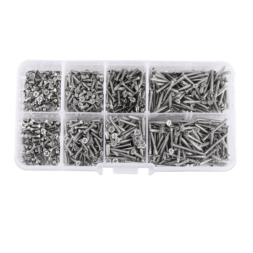 Self Tap Screws,800pcs M2 Phillips Pan Head Self Tap Screws M2 Cross Drive Flat Head Self Tap Screws Woodworking Fastener with Box - Image 4