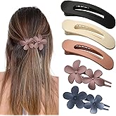 5 PCS Flat Hair Clips, Medium Lay Flat Claw Clips for Women Girls, 2 Styles French Matte Non-slip Hair Barrettes for Thick Thin Fine Hair (Balck&White)