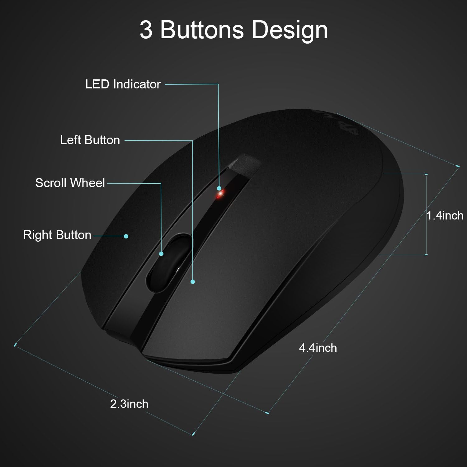 AURTEC Type C Wireless Mouse, 2.4GHz USB C Wireless Mice for Chromebook,USB C Laptop and More USB C Devices - Image 5