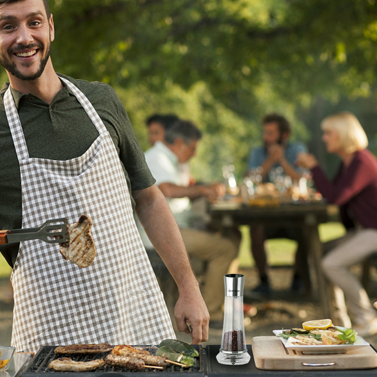 Manual Salt or Pepper Grinder, CUSIBOX Stainless Steel Salt and Pepper Mill Grinder Shaker with Adjustable Coarseness