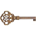 UNIQANTIQ HARDWARE SUPPLY Antique Brass Skeleton Key for Grandfather Clock, Cabinet Doors, Dresser Drawers - Hollow Barrel Key Replacement - Antique Skeleton Keys for Furniture | SK41-BHA