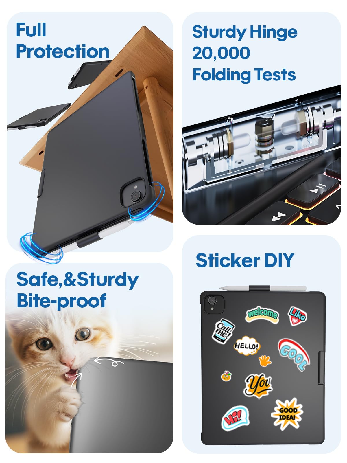 BABG TouchPad Keyboard Case for iPad 10th Generation&iPad 11th(A16,2025),iPad Air 11（M3,M2/iPad Pro 11 inch Keyboard&iPad Air 5th/Air 4th Keyboard, 360°Swivel,7 Use Modes,Rainbow Backlight- Black