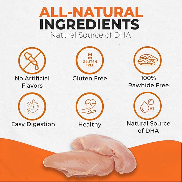 CANINE NATURALS PUPPY CHICKEN AND RICE CHEW – RAWHIDE FREE PUPPY TREATS – MADE WITH USA CHICKEN – ALL-NATURAL & EASILY DIGESTIBLE – 40 PACK OF 5-INCH STICKS FOR PUPPIES