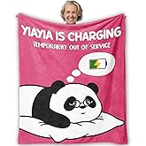 CosxHabitat Pink Panda Yiayia Grandma Blanket, Grandma Gifts from Grandkids, Yiayia Grandmother Gifts for Birthday Christmas Throw Blankets for Bedroom Living Room Home Decor, 50x60 Inches