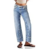 Cicy Bell Womens Straight Leg Stretchy Jeans High Waisted Front Seam Cropped Ankle Denim Pants with Pockets