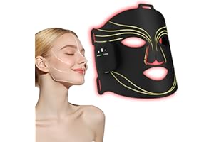 Wireless LED Red Blue Light Face Mask, 660nm 415nm 850nm Infrared Light Mask with Timer, Portable for Home Use & Travel