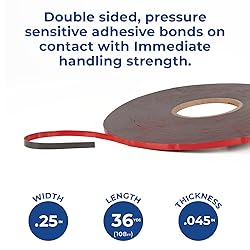 3M VHB Foam Tape 4611, 1/4" x 36 yards, Dark