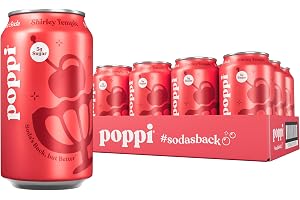 Poppi Prebiotic Soda, Sparkling Water & Fruit Juice, Shirley Temple, 12 Oz, 12 Pack