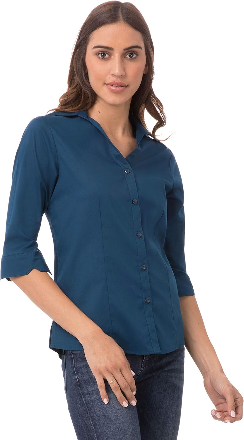 Chef Works Women's Finesse 3/4 Sleeve Fitted Shirt
