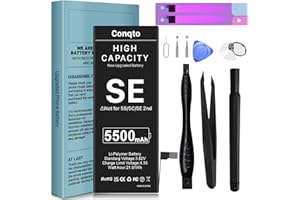 SHENMZ [5500mAh] Battery for iPhone SE 2016 1st Gen, Conqto New 0 Cycle High Capacity Battery Replacement for iPhone SE Models A1662, A1723, A1724 with Complete Professional Repair Tools Kit