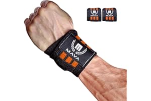 Mava Sports Double-Stitched Support Weightlifting Wrist Wraps for Painless Workouts, Heavy Lifting and Kettlebell, Unisex