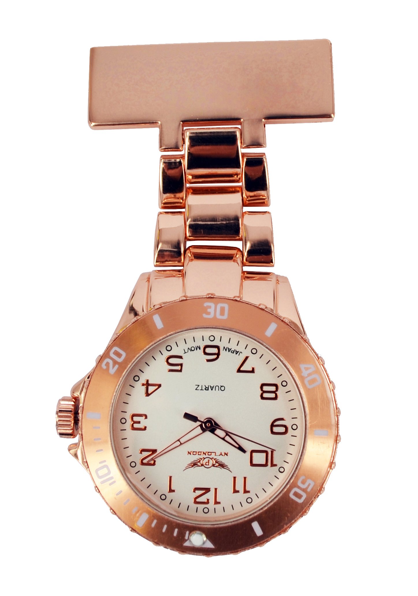 NY London Metal Rose Gold Coloured Nurse Watch Doctor Paramedic Tunic Brooch Watch Men's & Ladies