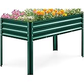KING BIRD Large Raised Garden Bed with Legs Galvanized Elevated Planter Box 48×24×30 in for Backyard, Patio, Balcony, 400lb Capacity, Green