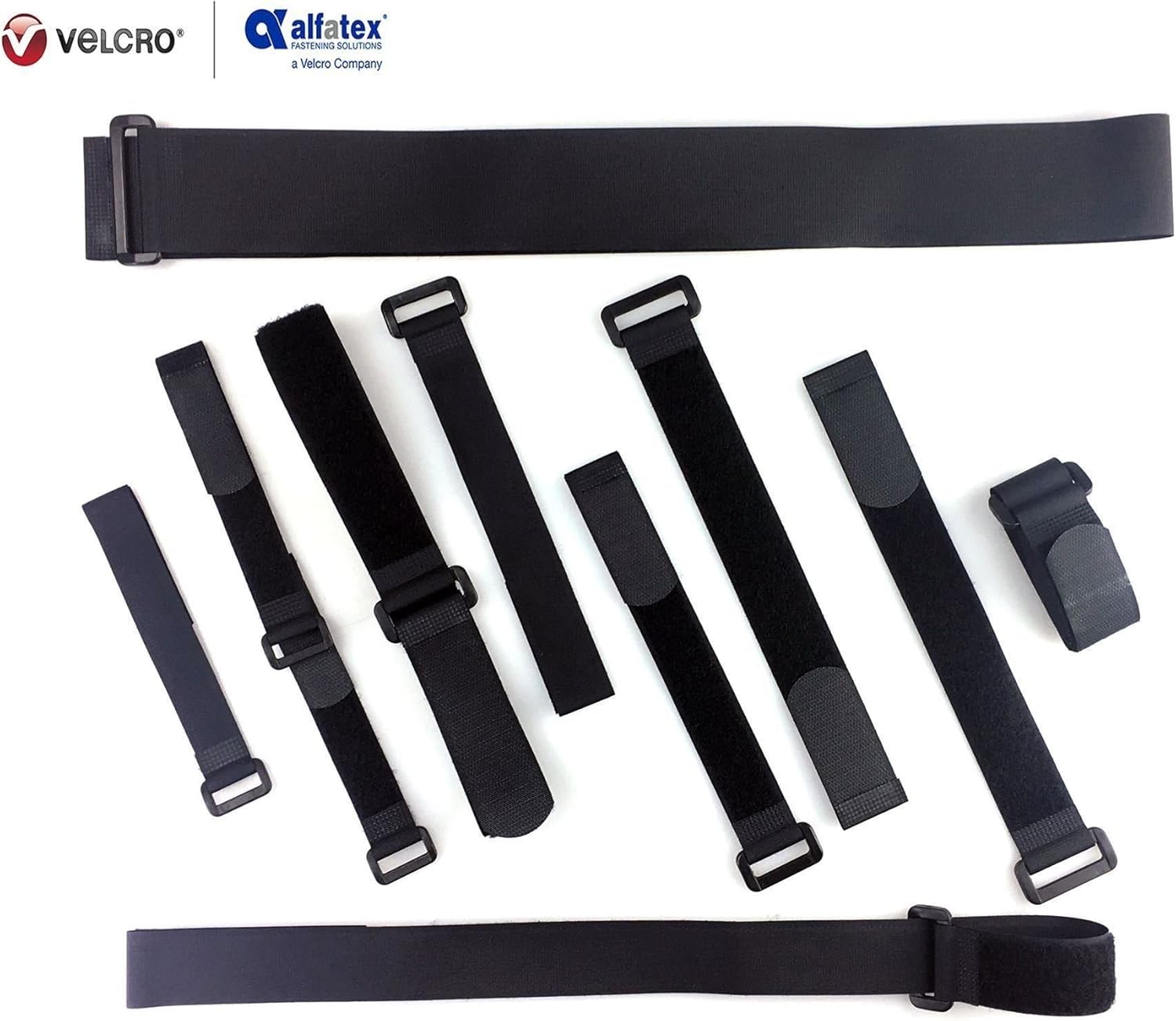 Alfatex® by Velcro® Brand strapping Cable Ties with buckle Band luggage Strap Black 3cmx30cm x2 - Image 3