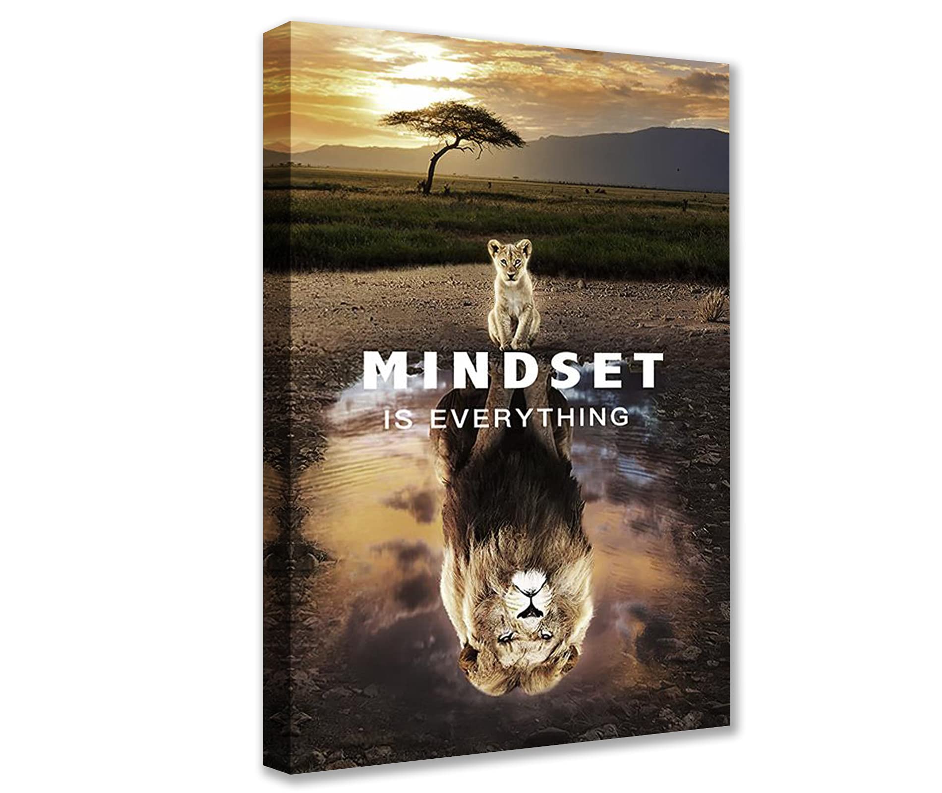 Nordic Style Motivation Posters Canvas Mindset is Everything Move Forward Wall Art Pictures for Living Room Bedroom Office Home Decoration Framed Ready to Hang 16''Wx24''H