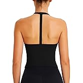 ABOCIW Womens Cross Back Workout Crop Tank with Built in Bra V Neck Longline Sports Bra Gym Shirt Yoga Pilates Top