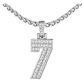 FindChic Bling Number Necklace Baseball Chain 14K Gold Plated Sports Football Pendant Hip Hop Cubic Zirconia Iced Custom Name Personalized Jewelry for Men Boys, Tennis Chain 18'' to 30'' + Gift Box