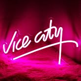 Pink Vice City Neon Sign - IMEGINA Dimmable Led Neon Sign for Bedroom 15.6x9.8 Inch, Neon Letters Lights Sign USB Powered for Game Room Bar Party Indoor Girl Pub Man Cave