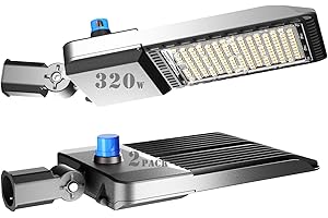 bulbeats 320W LED Parking Lot Light (44800lm Eqv 1200W HPS) SlipFitter Mount LED Pole Light, Dusk to Dawn IP65 Parking Lot Lights Commercia Energy Saving Upto 2400KW*2/Y(5Hrs/Day)-2Pack