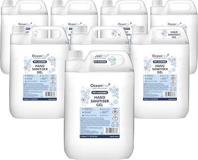 Ocean Free 70% Alcohol Hand Sanitiser Gel 8x5L UK Made Surgical Grade