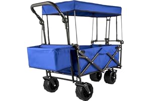HAPPYBUY Happbuy Collapsible Wagon with Removable Canopy, 220lbs Heavy Duty Foldable Beach Wagon with Big Wheels