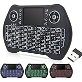 EASYTONE Mini Wireless Keyboard with Touchpad, Backlit Handheld Android TV Box Remote Keyboard for Smart TV HTPC PS3 XBO X360