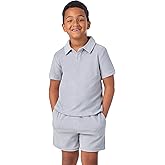 Saint Eve Kids Dad & Me Terry Set - Family Matching Outfits for Men & Boys - Super Soft 2 Piece Polo Shirt & Shorts Outfit
