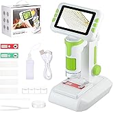 1600X Digital Microscope for Kids, Upgraded Portable Microscope with 4.0 inch HD Screen, 2-in-1 Desktop Handheld Miniscope Rechargeable Student Education Science Microscopes Gift for Kids