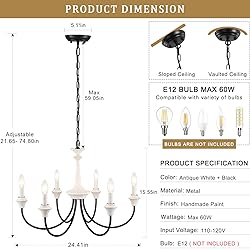 MRHYSWD Distressed White and Black Chandelier 6