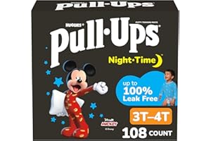 Pull-Ups Boys' Night Time Potty Training Pants, Size 3T-4T Overnight Training Underwear (32-40 lbs), 108 Ct