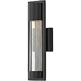 Hinkley Mist Medium Wall Mount Outdoor Lantern, Aluminum, Clear Acrylic Overlay On Seedy Glass Inside Panel, ADA, Dark Sky Co
