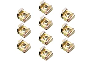 MroMax 10Pcs M5 Cage Nuts, Carbon Steel, Colored Zinc Plated, Cage Nuts for Rack Mount Server Cabinets, Rack Mount Server Shelves, Routers