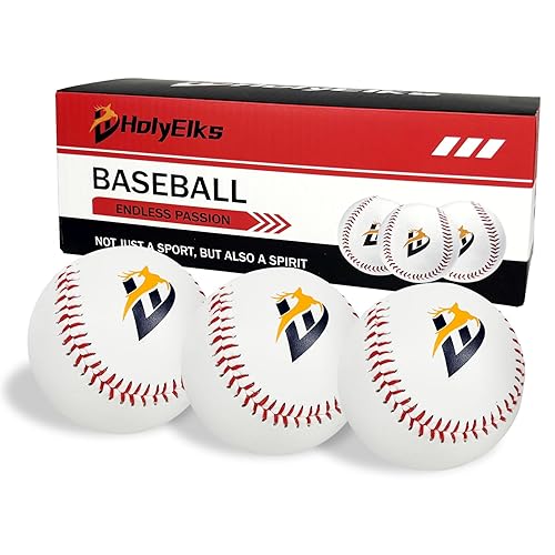 HolyElks Baseball Hardball,Game Baseballs for Youth Players Training,Standard Size and Weight (HolyElks Baseball 3pack)