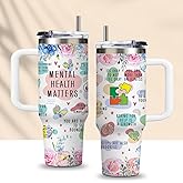 Mental Health Gifts for Women Positive Daily Affirmations Cup Tumbler 30oz - Sobriety, Self Love, Inspirational, Motivational Gifts Coffee Travel Mugs for Women, Therapy/Counseling/Therapist Gift