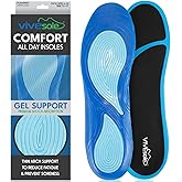 ViveSole Gel Insoles for Men & Women - Shoe Inserts for Walking & Standing All Day - Thin Cushion Soles for Sneakers, Boots - Comfort & Support for Heels, Arch Support, Plantar Fasciitis, Flat Feet