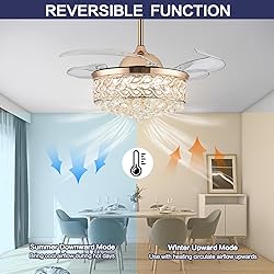 PAFRUMGE 36" Dimmable Gold Fandelier，Modern