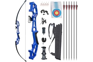 Monsour Archery Recurve Bow and Arrows Set for Adults Metal Riser 51" Longbow Kit Right Hand Straight Bow for Beginner Outdoor Hunting Shooting Practice