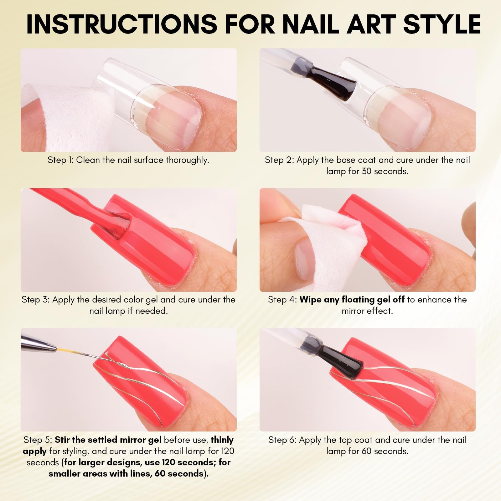 Makartt Chrome Gel Nail Polish Set: Metallic Gel Nail Polish, Silver and Gold 3D Metal Painting Gel for Nail Art Soak off UV/LED Glossy Mirror Effect Nail Glue Gel for Home Salon DIY Manicure（2pcs） - Image 5