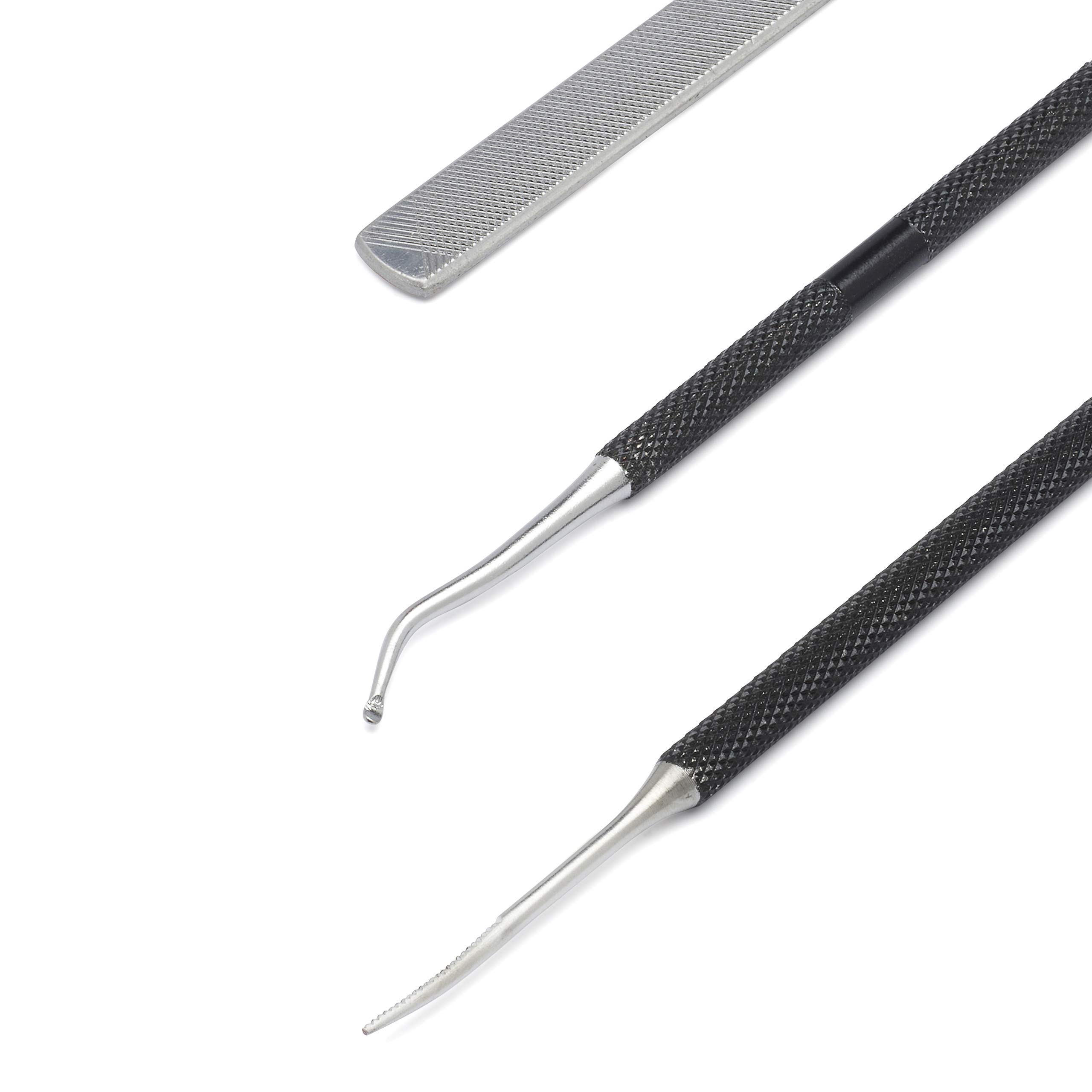 KLIPP Ingrown Toenail Tool Kit for Men and Women –Ingrowing Toe Nail Lifter, Rounded File and Metal Fingernail File for Manicure Pedicure Foot Care – Heavy Duty Surgical Grade Steel