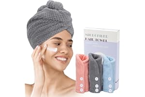 FREATECH 3-Pack Microfiber Hair Towel Wrap for Women, Super Absorbent Hair Turban Soft and Anti-frizz, Fast Drying Hair Towel