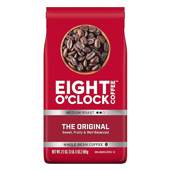 EIGHT O’CLOCK COFFEE THE ORIGINAL, 21 OUNCE (PACK OF 1) MEDIUM ROAST WHOLE BEAN COFFEE, 100% ARABICA, KOSHER CERTIFIED