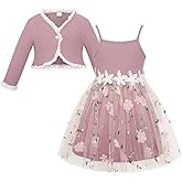 Toddler Tulle Dress and Cardigan Girl Strap Ribbed Tutu Dresses Long Sleeve Shrugs Casual Wear 2-6Y