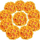Flojery Silk Hydrangea Heads Artificial Flowers Heads with Stems for Home Wedding Decor,Pack of 10 (Sunset)
